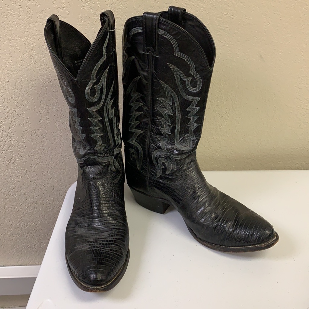 Justin Men’s Black Lizard Cowboy Boots